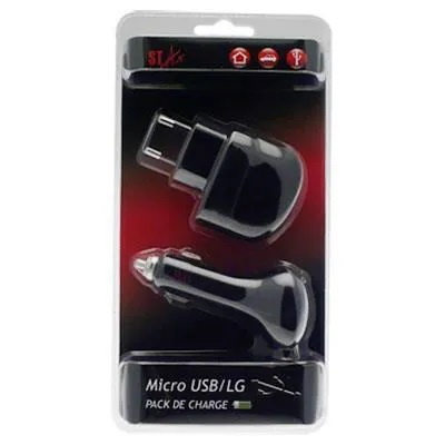Chargeur secteur + Allume-Cigares 1 Ampères USB pour telephone Smartphone Noir