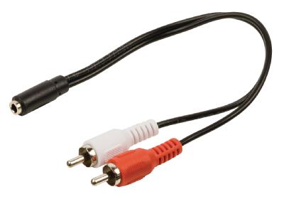 Câble audio stéréo 2x RCA Mâles - 3,5 mm femelle 0.20 m Noir