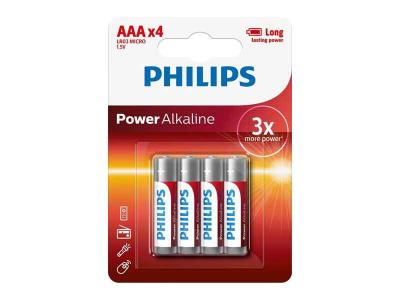 Pack de 4 Piles Philips Power Alkaline LR03 Micro AAA