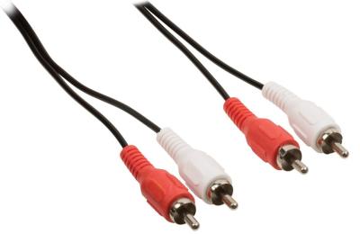 Câble audio stéréo 2x RCA mâles vers 2x RCA mâles 3,00 Mètres Noir