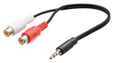 Câble adaptateur audio Jack 3,5 mm stéréo mâle vers 2x RCA femelles 0,20 m noir