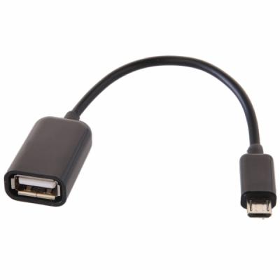 Cable OTG USB femelle type A vers micro USB male type B 20 cm Noir