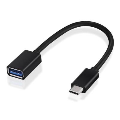 Cable OTG USB femelle type A - 3.0 vers micro USB male type C 3.1 Noir 15 cm