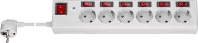Multiprise Surtension Goobay compatible 6 prises avec interrupteurs individuels 1,50m (Blanc)