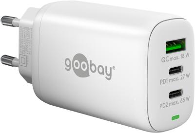 Chargeur Rapide Multiport USB-C&#x00002122; PD 3 Ports (65 W) blanc Goobay