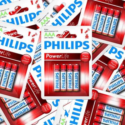 Pack de 48 Piles Philips Power Alkaline LR03 Micro AAA
