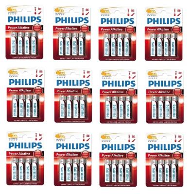 Pack de 48 piles (12 x pack 4 piles) Philips Power Alkaline LR06 Mignon AA