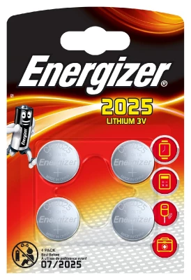 Blister de 4 Piles Lithium CR2025 3V ENERGIZER (Soit 2 x 2 packs)