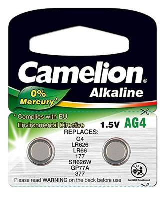 Camelion 12000204 Pack de 2 Piles Bouton Alkaline AG4/LR66/LR626/377 1,5 V