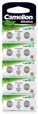 Pack de 10 piles Camelion Alcaline AG12/LR43/LR1142/386/BP10 0% Mercury/Hg