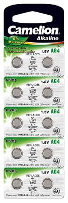 Pack de 10 piles Camelion Alcaline AG4/LR66/LR626/377 0% Mercury/Hg
