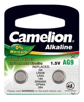 Pack de 2 piles Camelion Alcaline AG9/LR45/LR936/394 0% Mercury/Hg