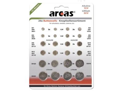Pack de 24 piles bouton Arcas AG1 till CR2032 0% Mercury