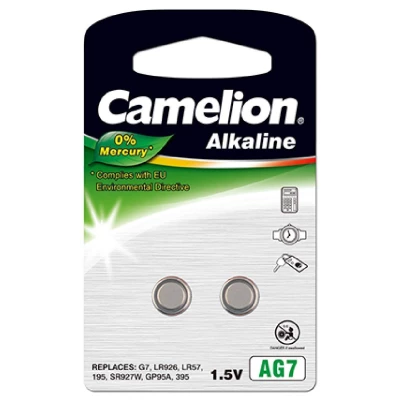 Pack de 2 piles Camelion Alcaline AG7,LR57 LR926–395 0% Mercury/Hg