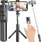 Perche à selfie Bluetooth 2 en 1 extensible Perche à selfie Perche à selfie avec télécommande sans fil Rotation à 360° Compatible avec iPhone Android pour les voyages Vlog 21234